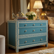 Elegant Blue and White Greek Key Pattern Chest of Drawers | Luxury Handmade Dresser