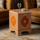 Handcrafted Orange Floral Inlay Side Table | Luxury Handmade Side Table