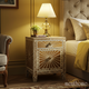 Decorative Wooden Nightstand with Inlaid Sunburst Design | Luxury Handmade Bedside Table