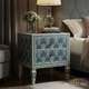 Vintage Blue Patterned Two-Drawer Nightstand | Luxury Handmade Bedside Table