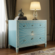 Elegant Blue Sunburst Pattern Chest of Drawers | Luxury Handmade Dresser