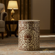 Handcrafted Inlaid Wooden Side Table with Floral Motif | Luxury Handmade Stool