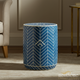 Blue Geometric Pattern Ceramic Side Table | Luxury Handmade Stool