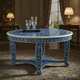 Elegant Blue and White Floral Inlay Round Table | Luxury Handmade Coffee Table