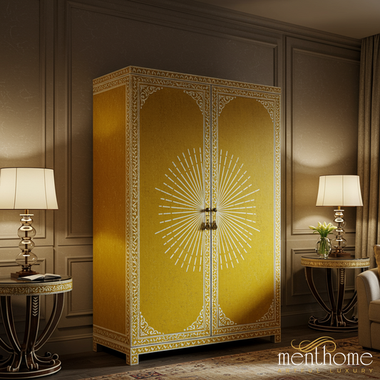 Elegant Hand-Painted Sunburst Wardrobe | Luxury Handmade Wardrobe