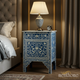 Handcrafted Blue Bone Inlay Nightstand | Luxury Handmade Bedside Table