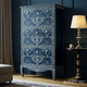 Elegant Hand-Painted Blue Floral Chest of Drawers | Luxury Handmade Tallboy