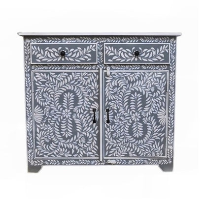 Floral Design Entryway Cabinet Grey Color