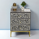 3-Drawer Handmade Sunflower Inlaid Bedside Table