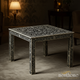 Handcrafted Black and White Floral Inlay Side Table | Luxury Handmade Coffee Table