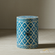 Blue Moroccan Patterned Ceramic Garden Stool | Luxury Handmade Stool