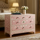 Hand-Painted Pink Floral Three-Drawer Dresser | Luxury Handmade Chest of Drawer