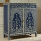 Handcrafted Blue Floral Inlay Wooden Cabinet | Luxury Handmade Cabinet