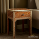Vintage Inlay Wooden Side Table with Drawer