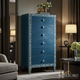 Blue Hand-Painted Wooden Chest of Drawers | Luxury Handmade Tallboy