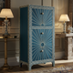 Blue Sunburst Inlay Wooden Cabinet | Luxury Handmade Tallboy