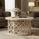 Ornate Round Coffee Table with Inlaid Pattern | Luxury Handmade Coffee Table