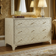 Elegant White Three-Drawer Chest with Geometric Patterns | Luxury Handmade Dresser