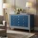 Elegant Blue Chest of Drawers with Greek Key Design | Luxury Handmade Dresser