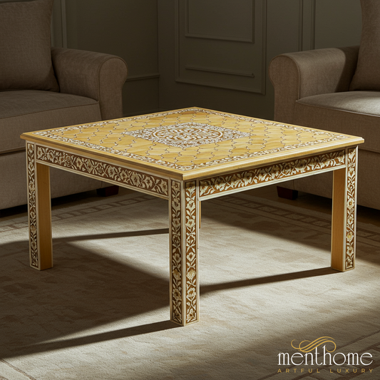 Handcrafted Inlaid Wooden Coffee Table | Luxury Handmade Coffee Table