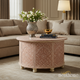 Handcrafted Round Floral Carved Coffee Table | Luxury Handmade Coffee Table
