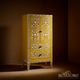 Handcrafted Floral Inlay Wooden Cabinet | Luxury Handmade Tallboy