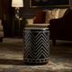 Black and White Geometric Patterned Accent Stool | Luxury Handmade Stool