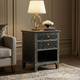 Black and White Patterned Wooden Bedside Table with Gold Accents | Luxury Handmade Bedside Table
