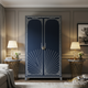 Elegant Navy Blue Decorative Wardrobe | Luxury Handmade Wardrobe