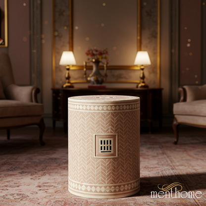Elegant Decorative Ceramic Stool with Geometric Patterns | Luxury Handmade Stool