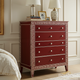 Classic Greek Key Pattern Red Wooden Chest of Drawers | Luxury Handmade Tallboy