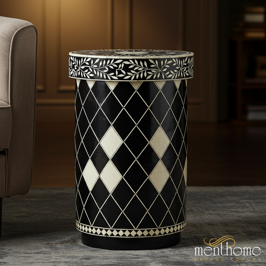 Luxury Harlequin Patterned Side Table | Luxury Handmade Side Table