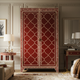 Red Ornate Hand-Painted Wooden Wardrobe | Luxury Handmade Wardrobe