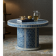 Handcrafted Blue Hexagonal Mosaic Round Table | Luxury Handmade Coffee Table
