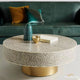 Leaf Pattern Coffee Table Bone Inlay With Base Golden Finish | Luxury Handmade Coffee Table