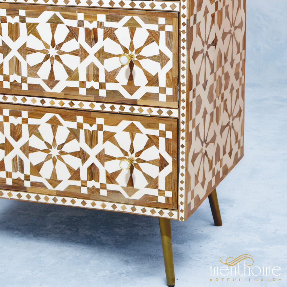 Wooden Dresser 9-drawers Moroccan Pattern