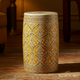 Handcrafted Wooden Decorative Stool with Intricate Pattern | Luxury Handmade Stool