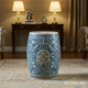 Hand-Painted Blue Floral Ceramic Garden Stool | Luxury Handmade Stool