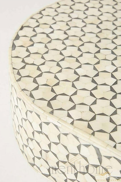 Tarqua Oval Coffee Table Bone Inlay | Luxury Handmade Coffee Table