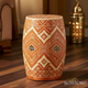 Handcrafted Decorative Ceramic Stool with Geometric Patterns | Luxury Handmade Stool