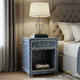 Blue Floral Patterned Wooden Nightstand | Luxury Handmade Bedside Table
