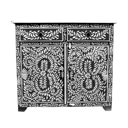 Floral Design Entryway Cabinet Grey Color