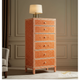 Decorative Wooden Chest of Drawers with Orange Chevron Pattern | Luxury Handmade Tallboy