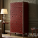 Elegant Red Geometric Patterned Wooden Chest of Drawers | Luxury Handmade Tallboy