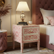 Handcrafted Floral Pattern Wooden Nightstand | Luxury Handmade Bedside Table