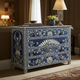 Blue and White Floral Inlay Chest of Drawers | Luxury Handmade Dresser
