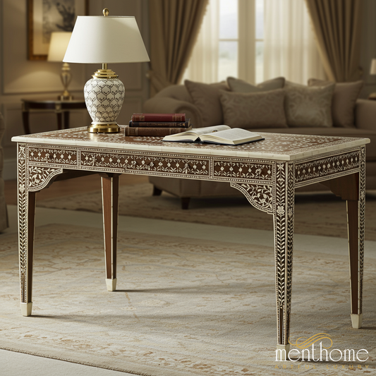 Handcrafted Inlay Wooden Coffee Table | Luxury Handmade Desk