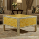 Handcrafted Yellow Bone Inlay Coffee Table with Hexagon Pattern | Luxury Handmade Coffee Table
