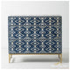 Bone Inlay Ikat Three Drawer Dresser navy blue | Luxury Handmade Dresser
