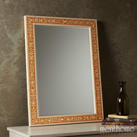 Elegant Floral Patterned Decorative Wall Mirror | Luxury Handmade Mirror